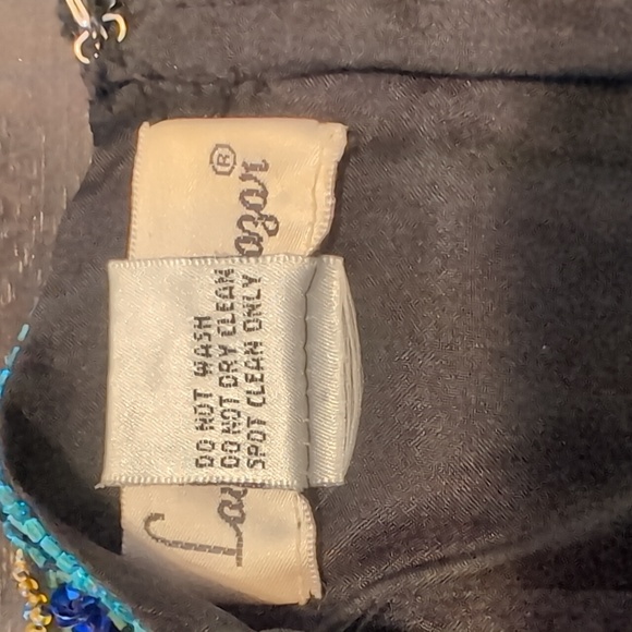 Laurence Kazar Silk Black top with Blue Sequins - Picture 8 of 8